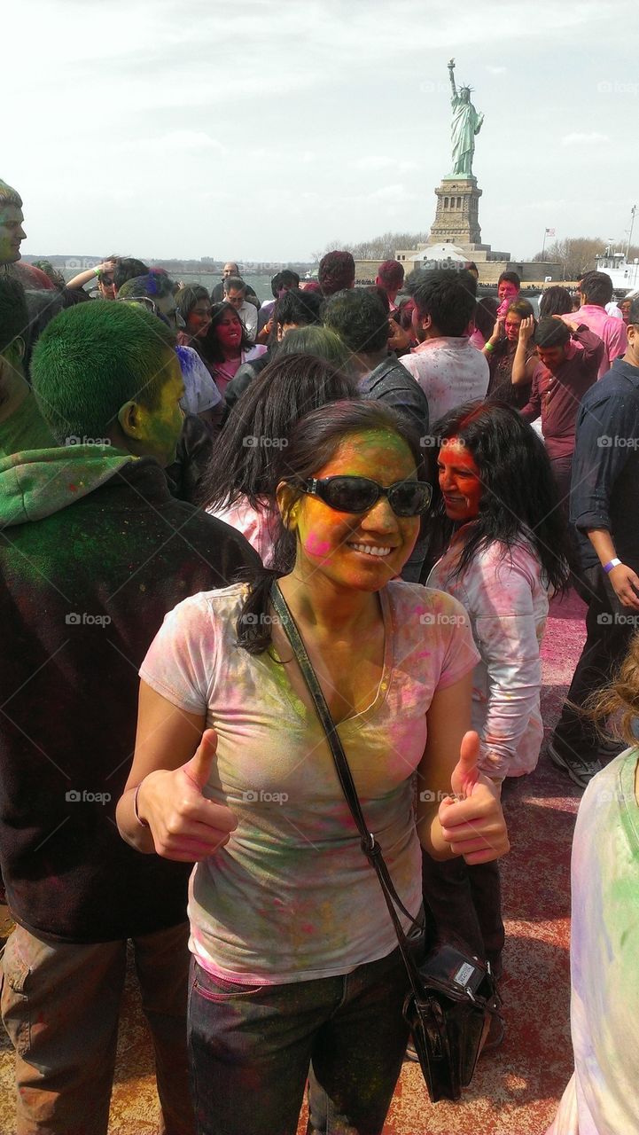 celebration of holi, INDIAN festival, on a cruise in new York