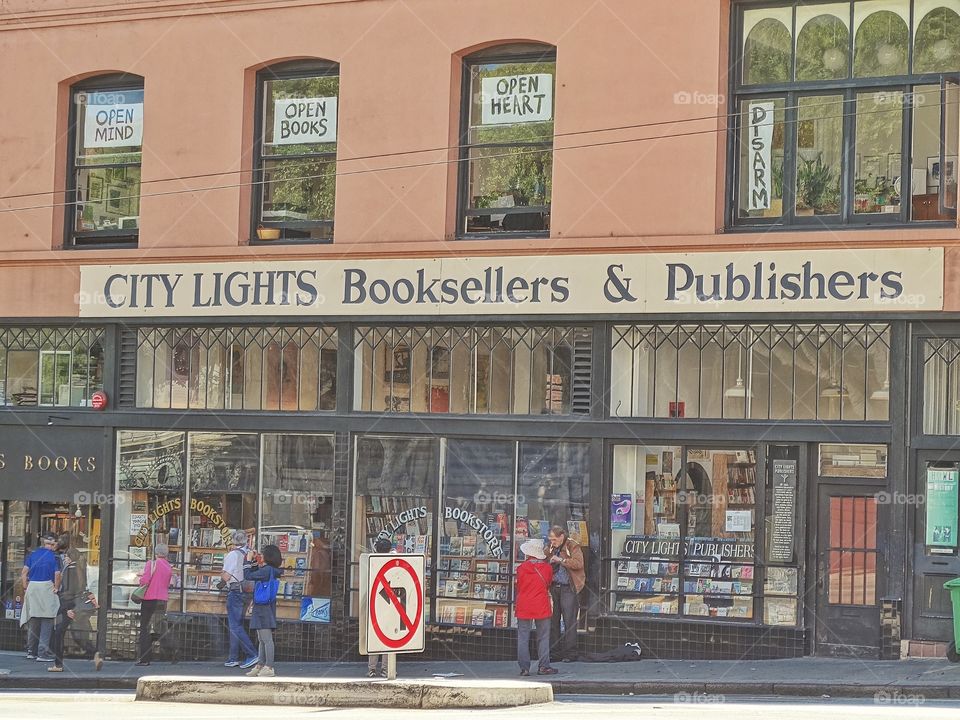 San Francisco Landmark. City Lights Bookstore, Unofficial Headquarters Of The Beatniks
