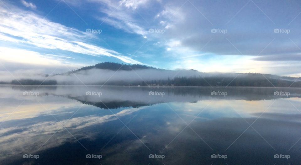 Clouds reflecting on lake