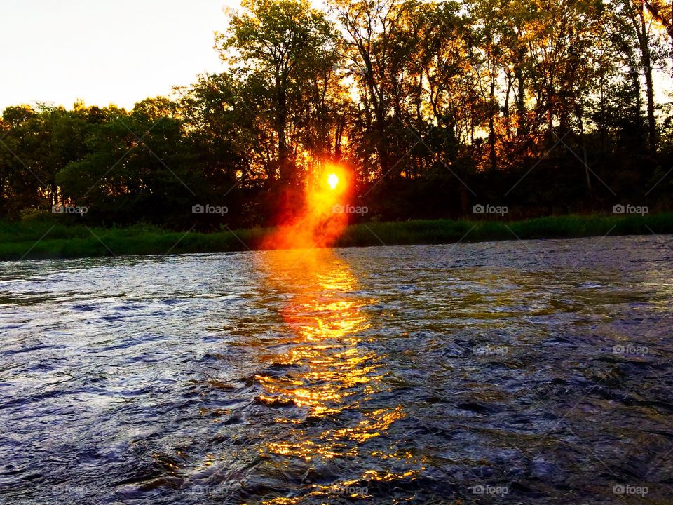 Sunrise over the white river