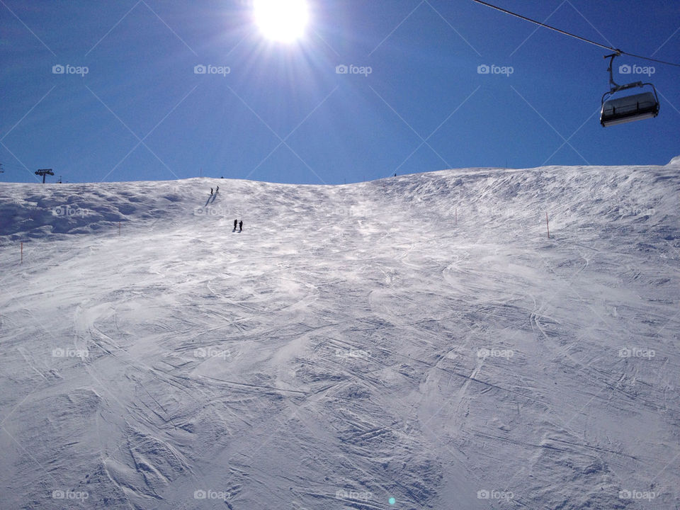 snow sky blue sun by swedane99