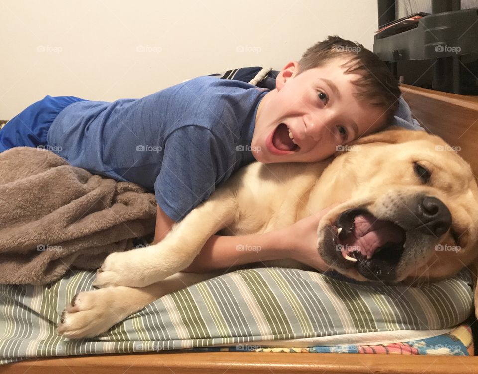 Best buddies, a boy and his dog