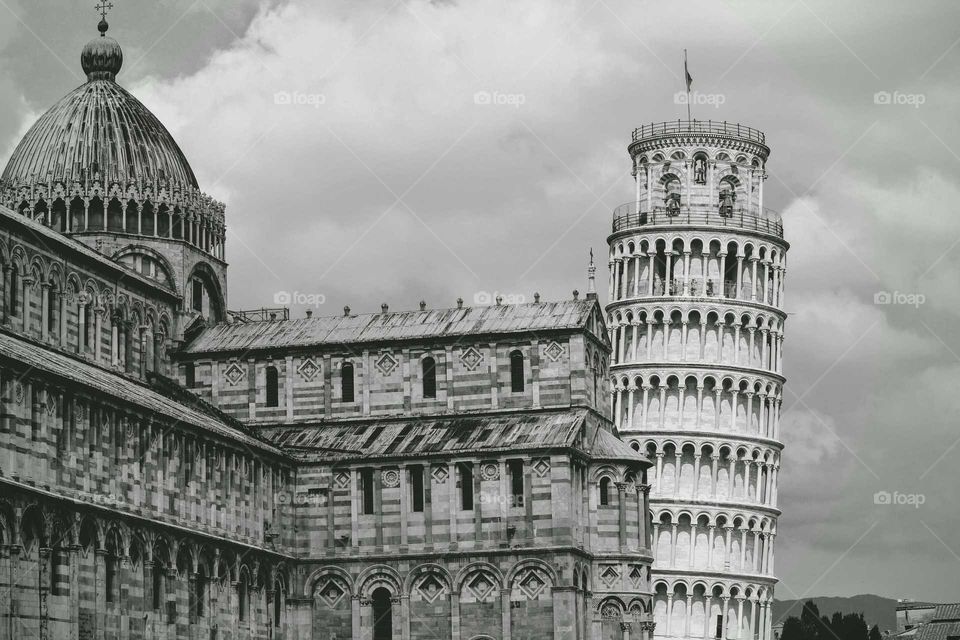 pisa. tower and  catedral of pisa, italy
