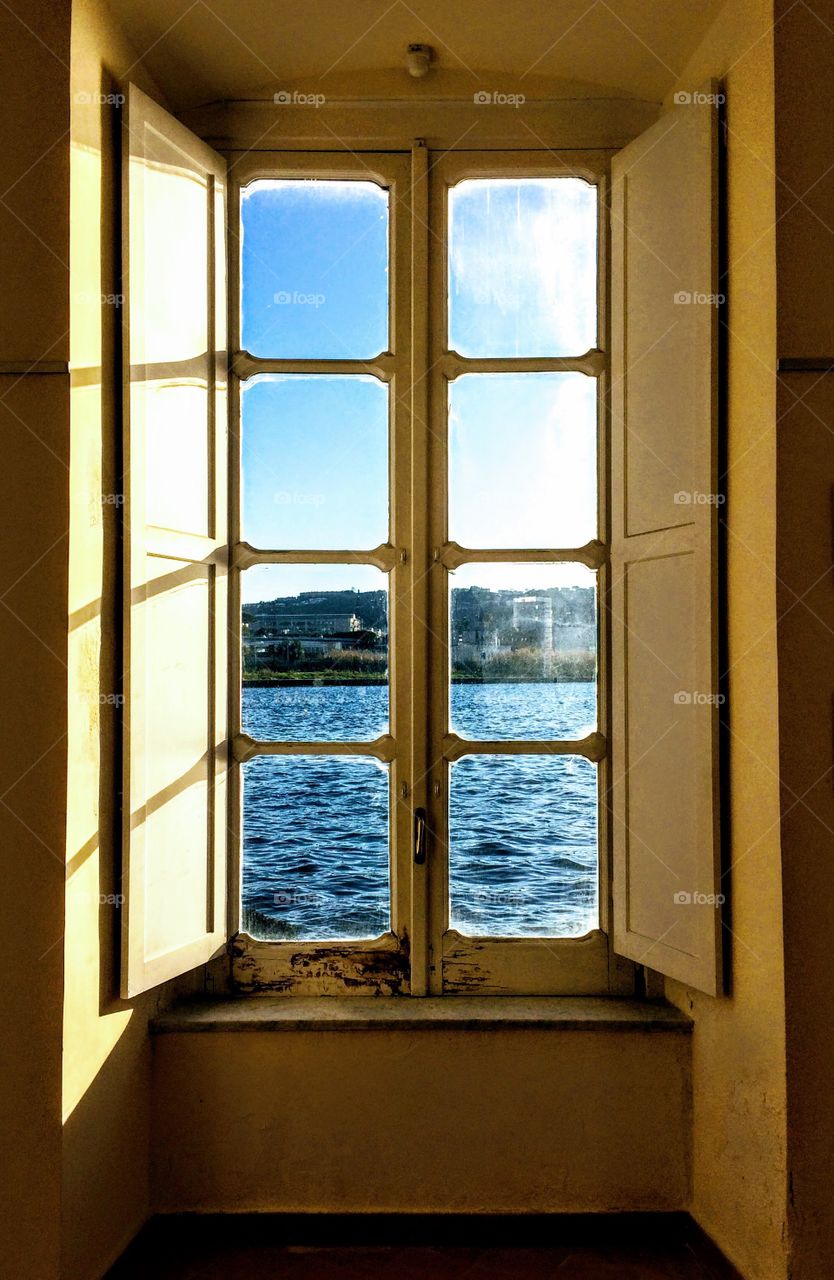 A window of Casina Vanvitelliana, Naples, Italy