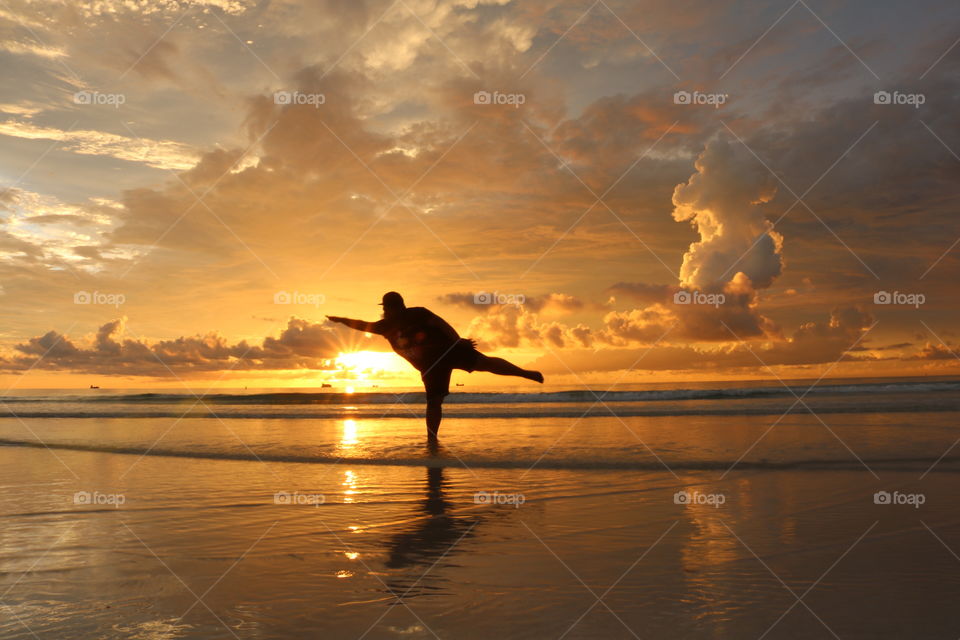 golden yoga sunrise