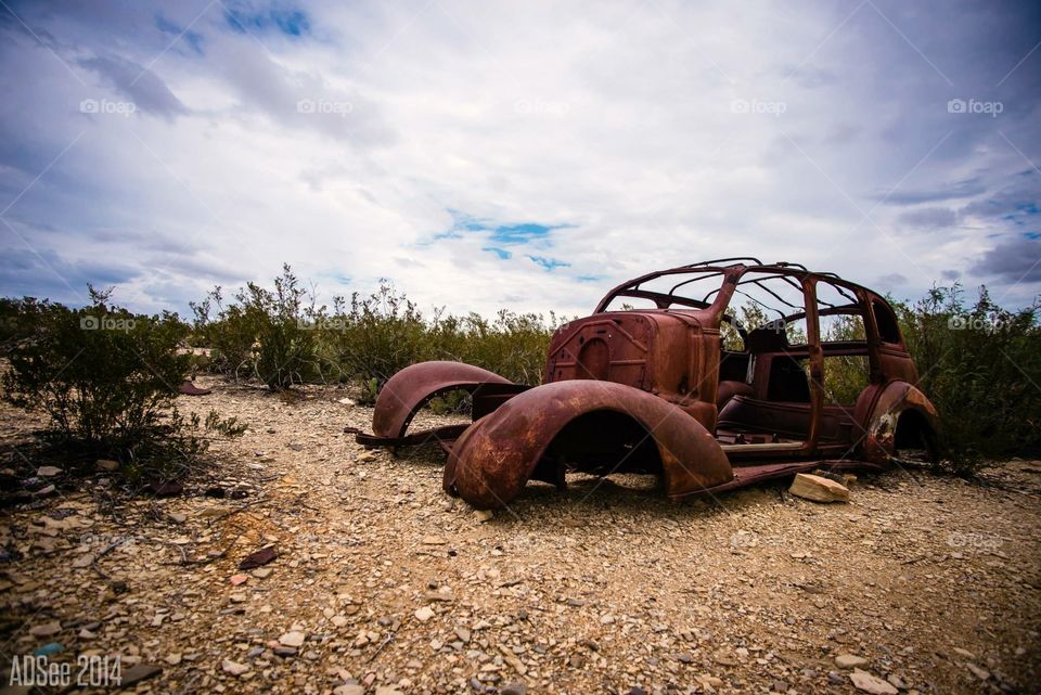Skeleton Car in the Desert