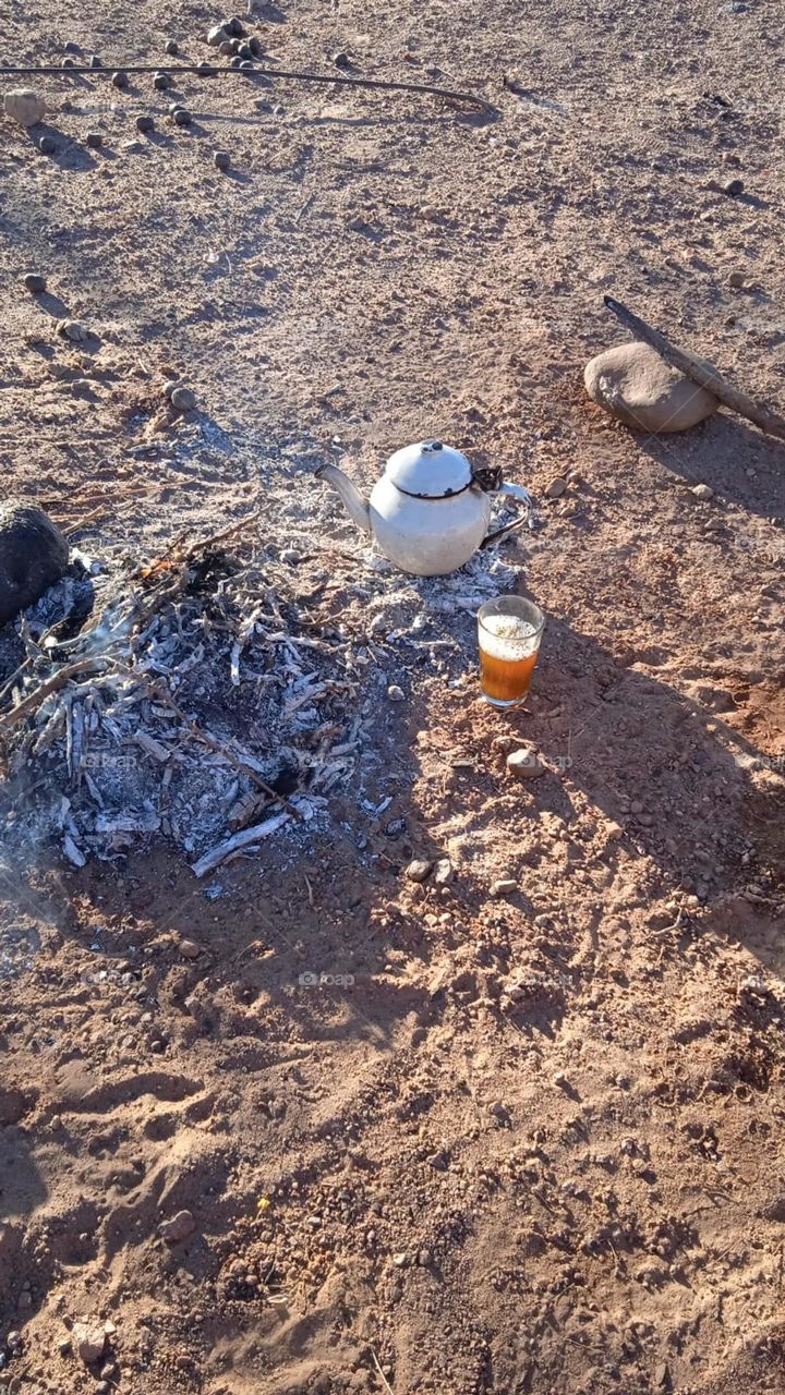 nomadic tea time in desert at weekend