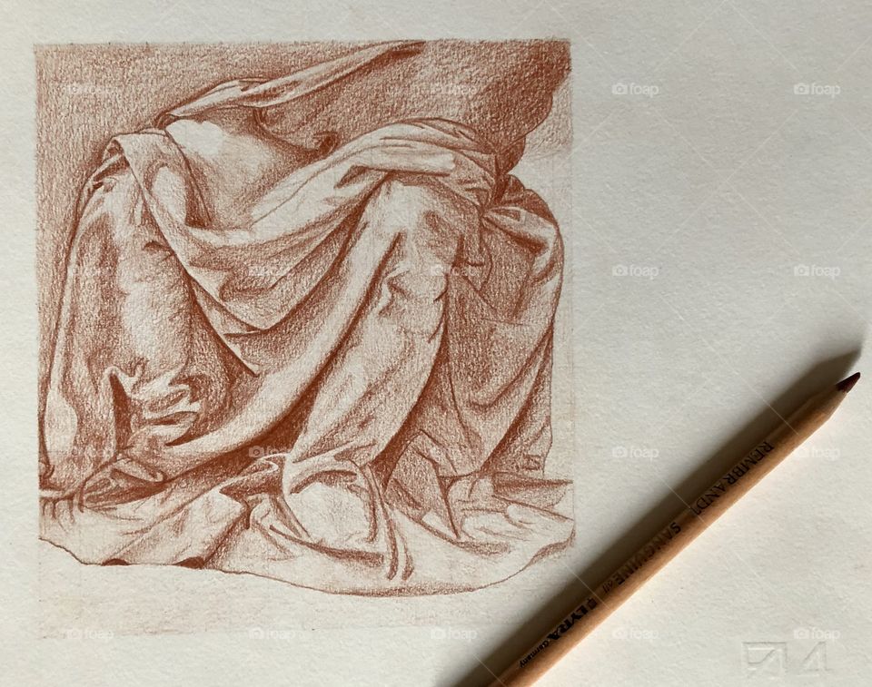 Studio di panneggio di figura seduta, Leonardo da Vinci, my drawing