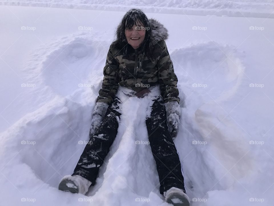 Making snow angels 