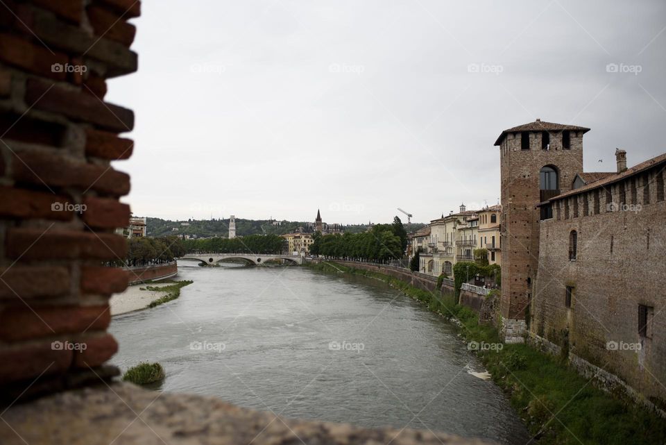 View of the river and the city of Verona, Italy 01.05.2023