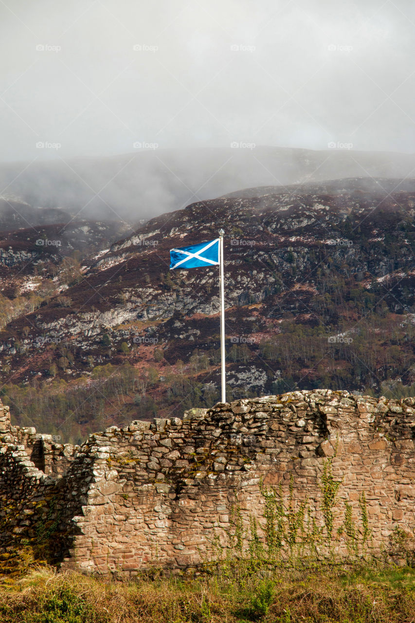 Scottish flag . Loch Ness 