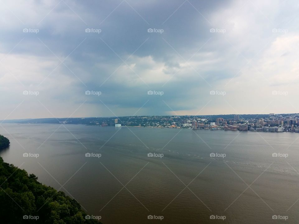 A view from alpine lookout in the palisades, a massive storm brews.