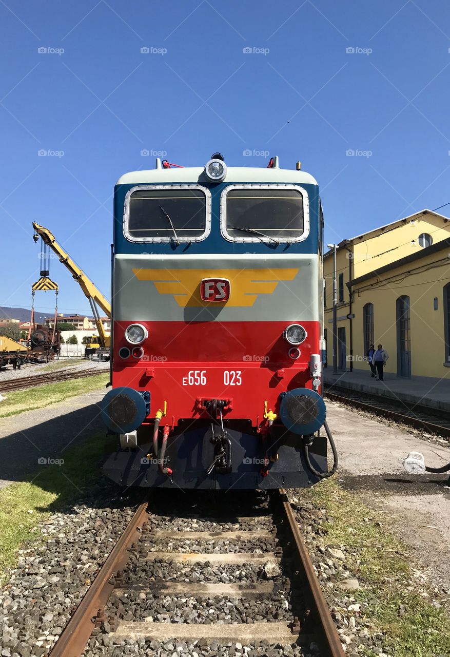 Electric vintage locomotive e656023 Italy Pistoia 