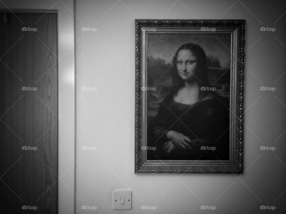 Mona Lisa fine art . Fine art hanging in modern apartment