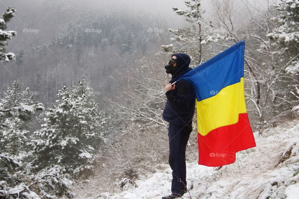 Man with Romanian flag