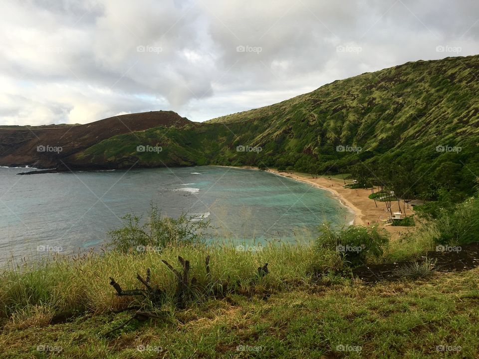 High angle view of scenic beach