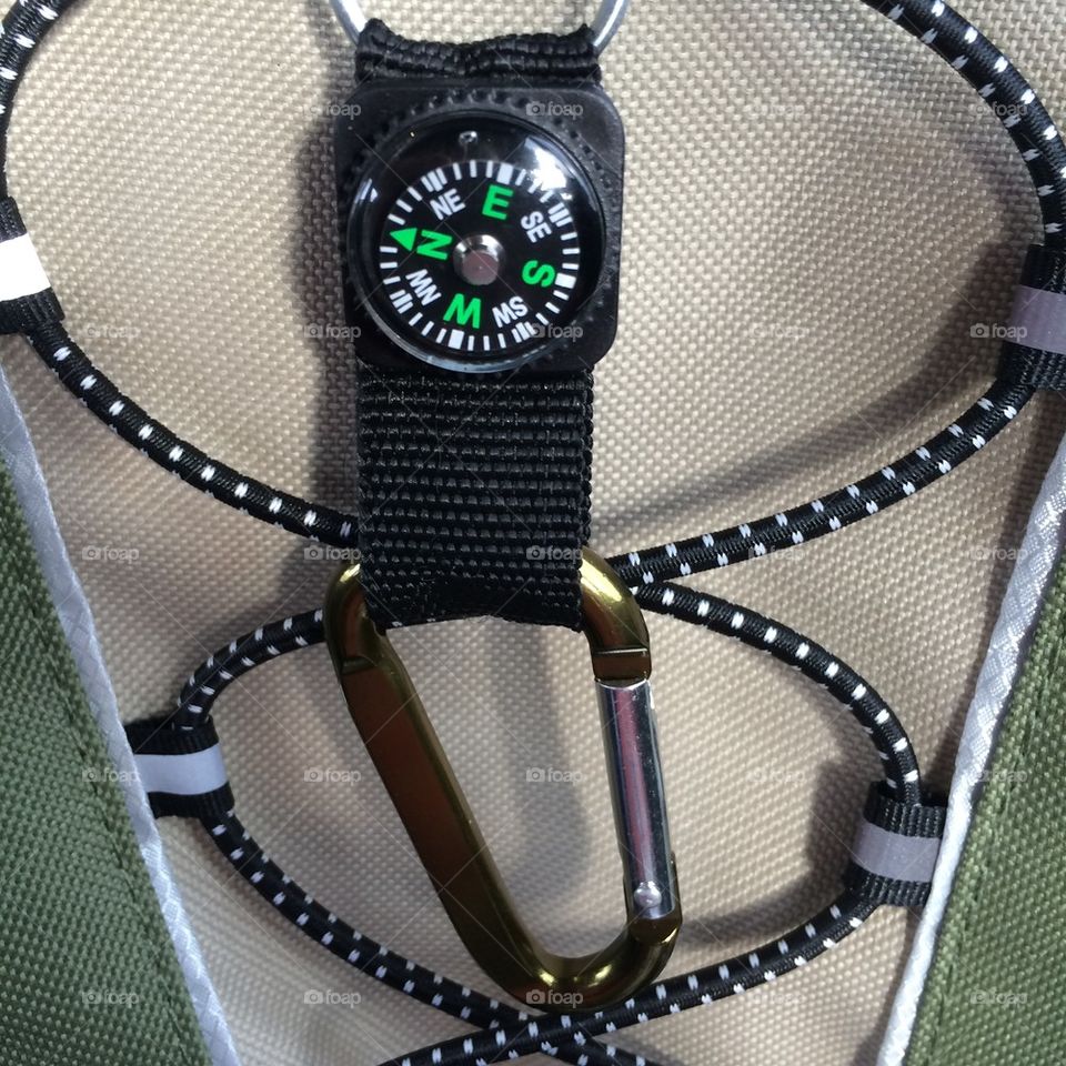 Compass on backpack
