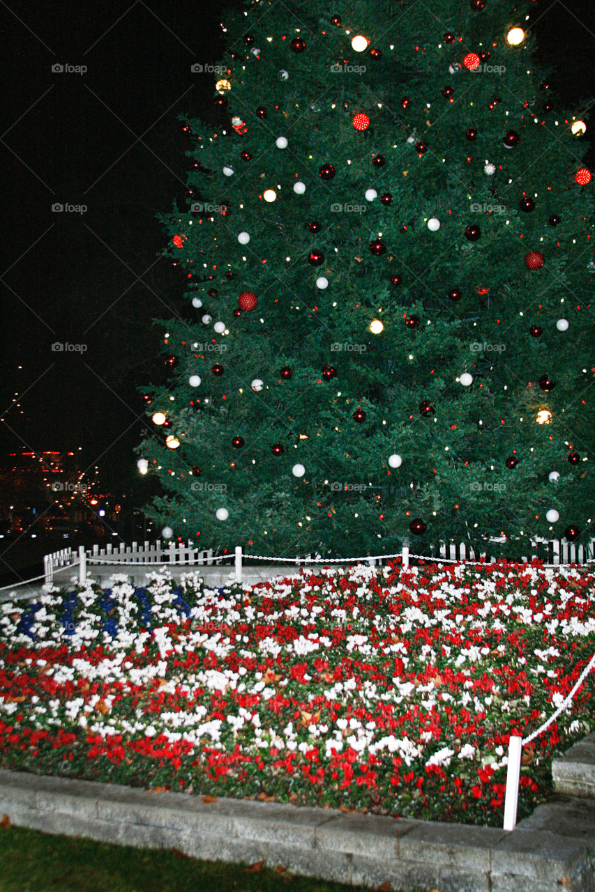 American flag with flowers 