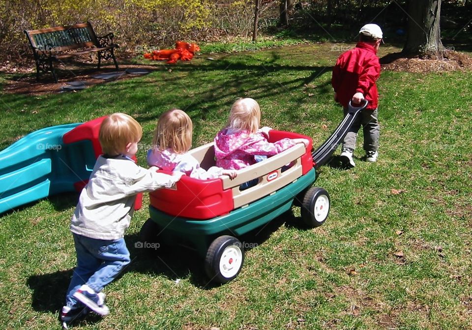 Playtime. Spring in New England - people enjoying spring mission 