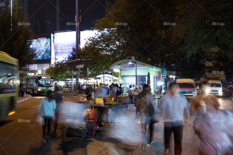 Peoples moving in the bus stop