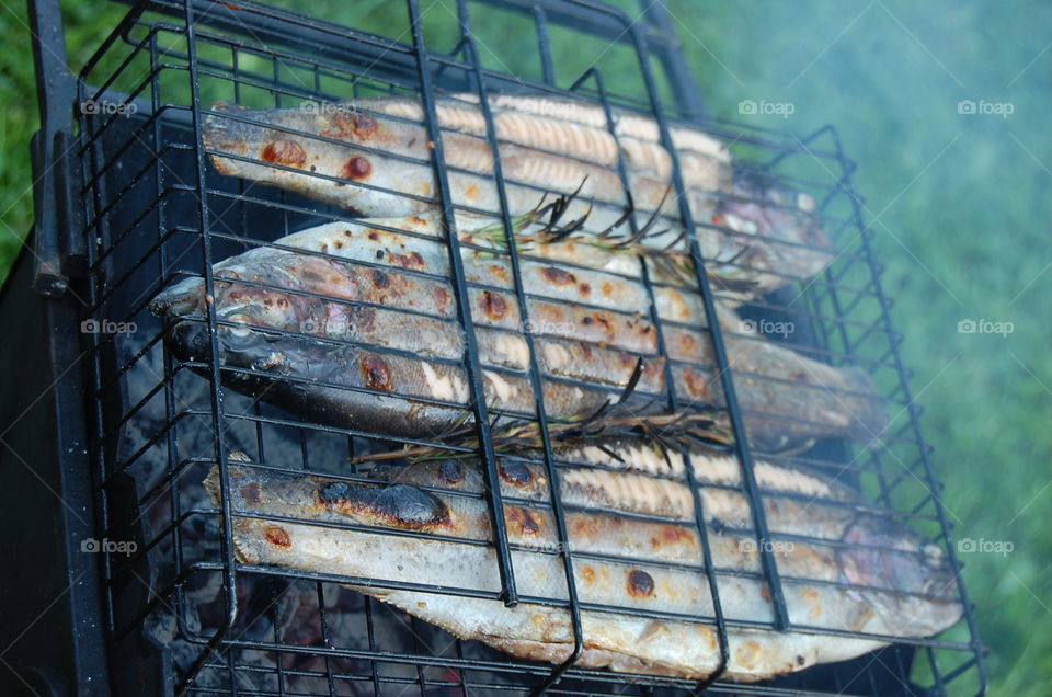 Close-up of barbecue fish