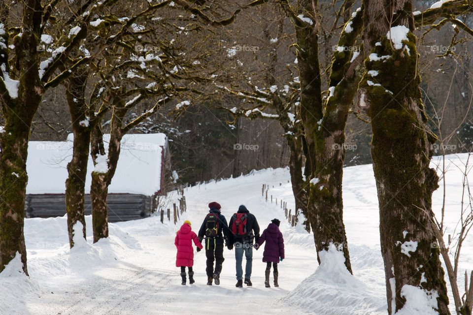 People walking in winter day