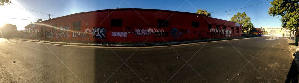 The street art decorating an abandoned warehouse on San Pablo ave in Oakland California.