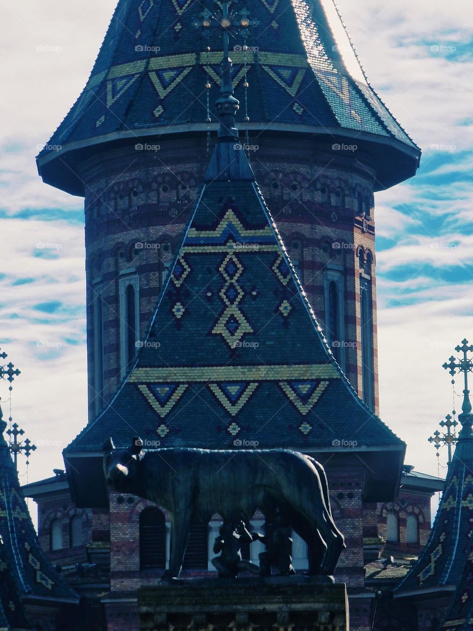 the she-wolf with Romulus and Remus and the metropolitan cathedral of Timisoara