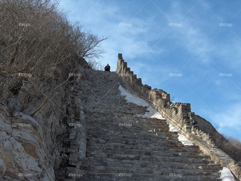 Hiking unrenovated Great Wall near  Beijing China