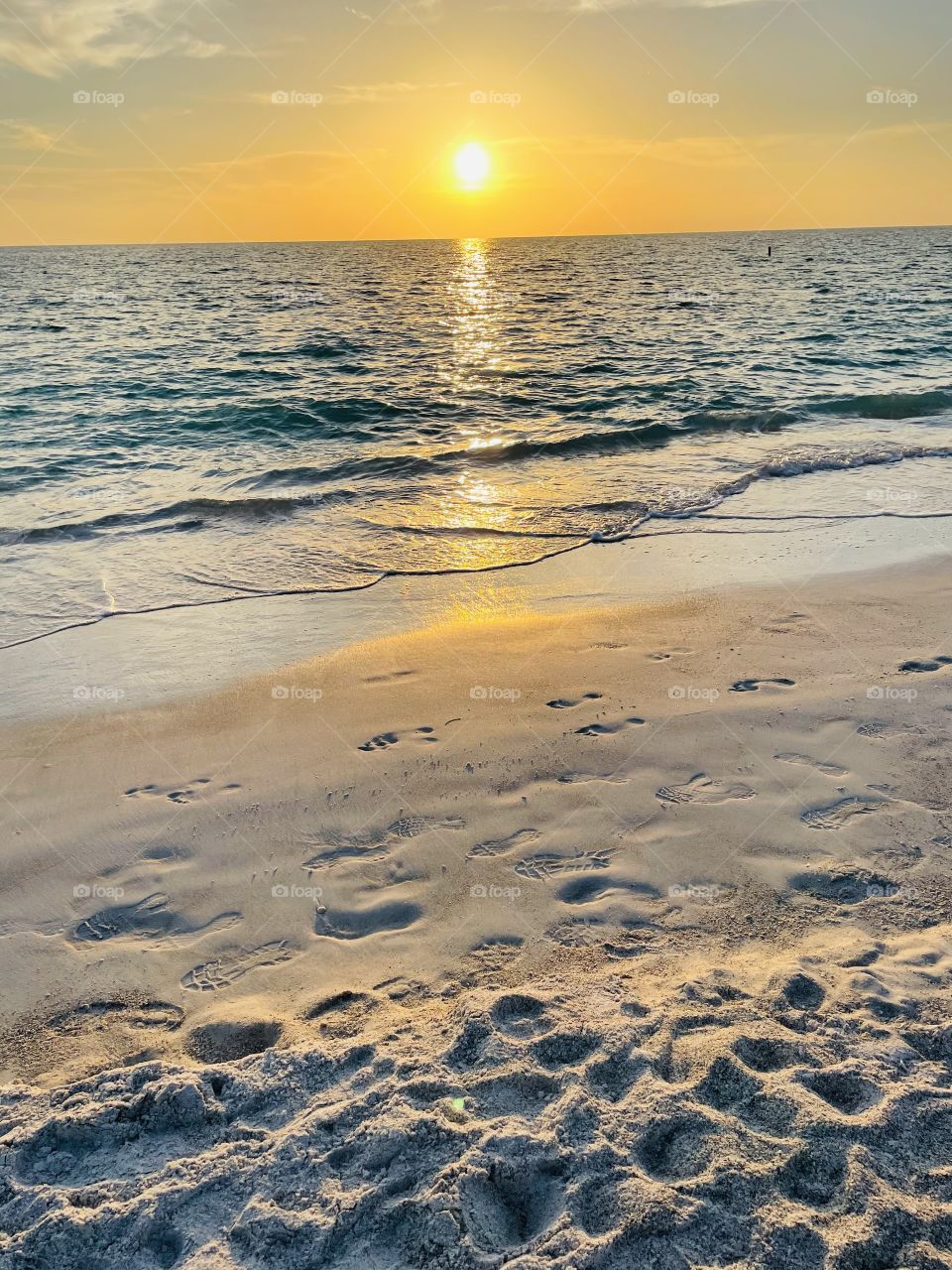 A beautiful walk on the beach at sunset 