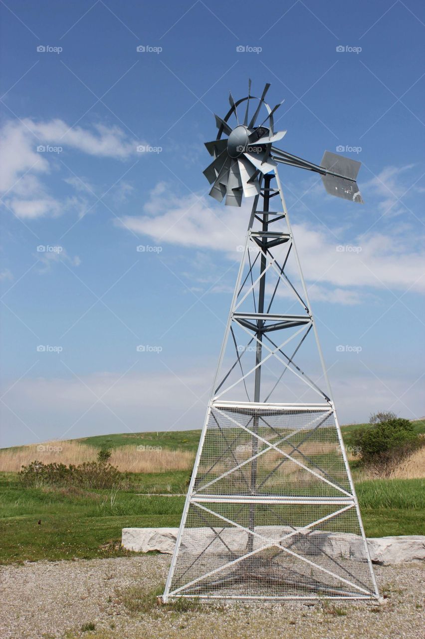 Wind mill in the summer