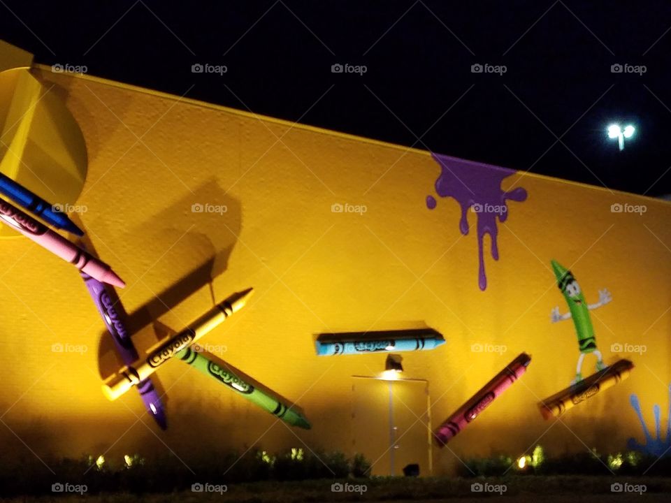 Closeup of giant crayolas