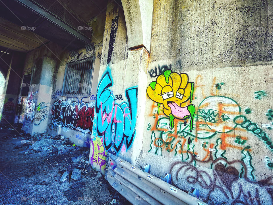 Graffiti beneath the bridge.. 