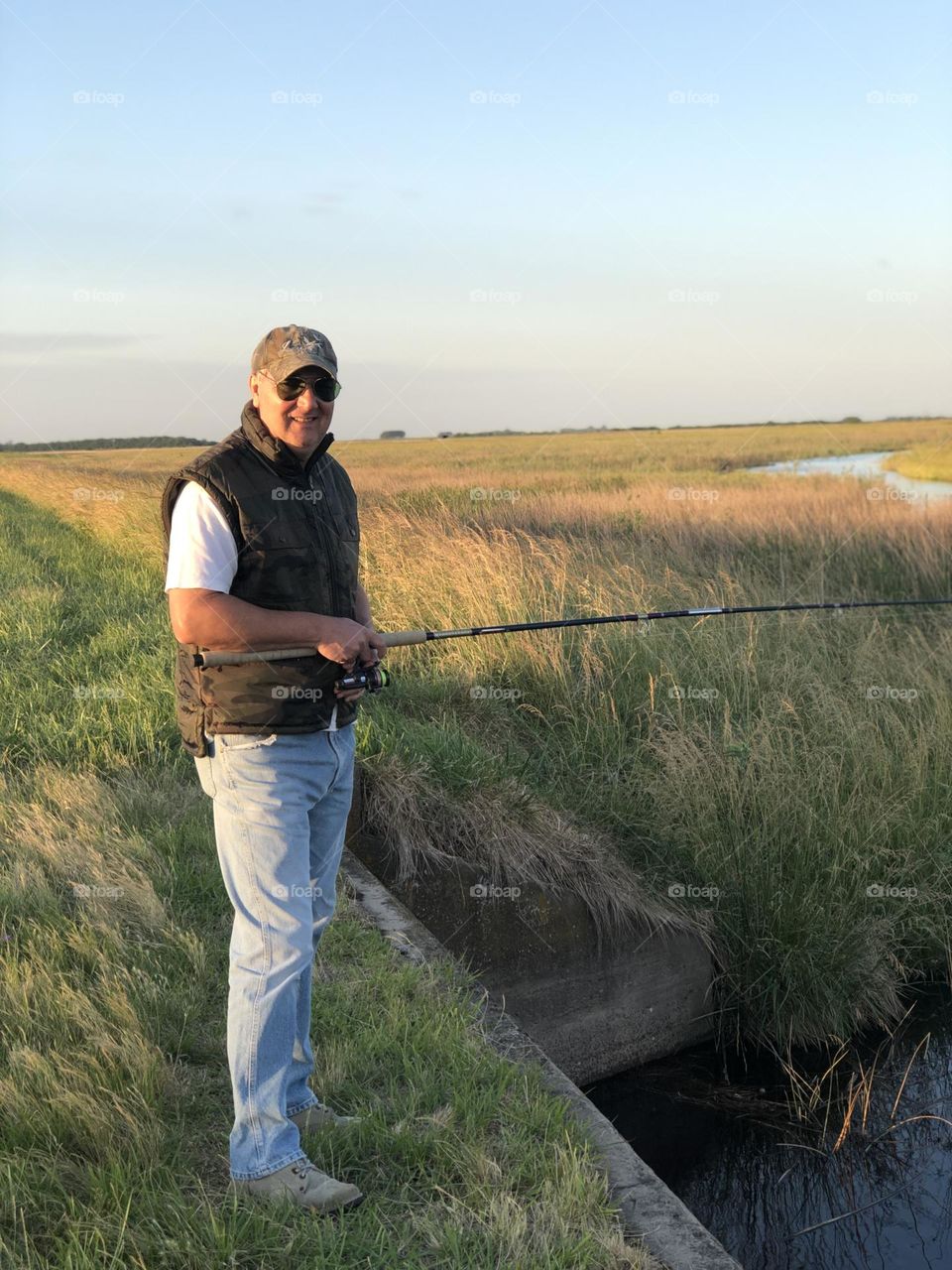 Papá Padre Día Soleado Pesca Hobbies Caña Naturaleza Relax