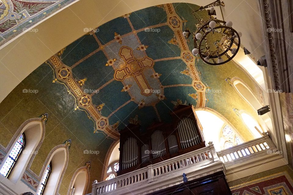 Stunning mosaic ceiling at Parroquia de San Manuel y San Benito, Madrid, Spain 