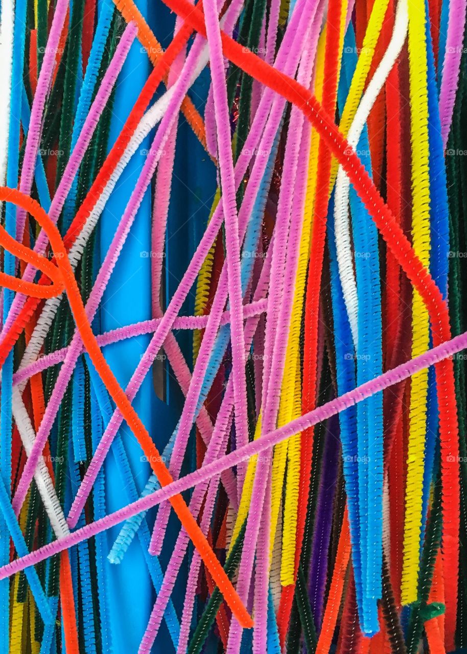 A box of pipe cleaners waiting to be crafted into something amazing!  A local museum had them out for people to be creative. 