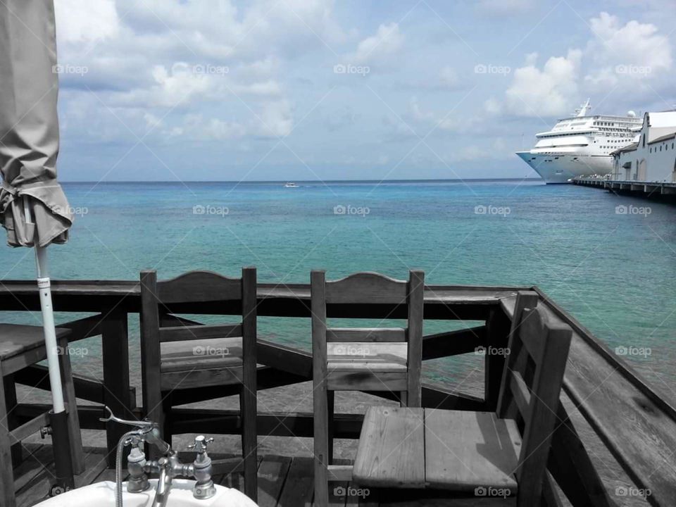 Cozumel Mexico . at a restaurant right in the ocean in Cozumel 