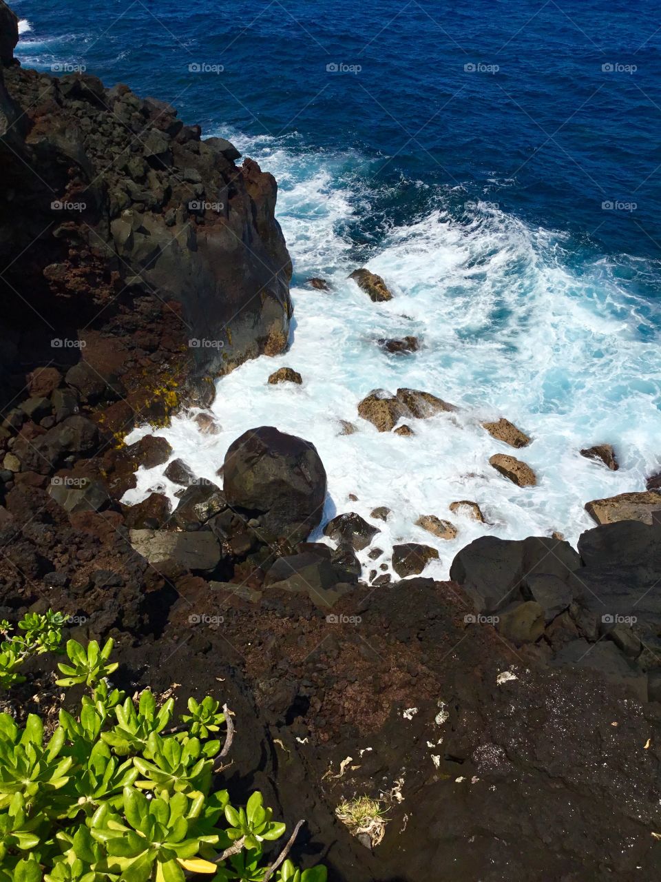 Looking down at the sea cliffs