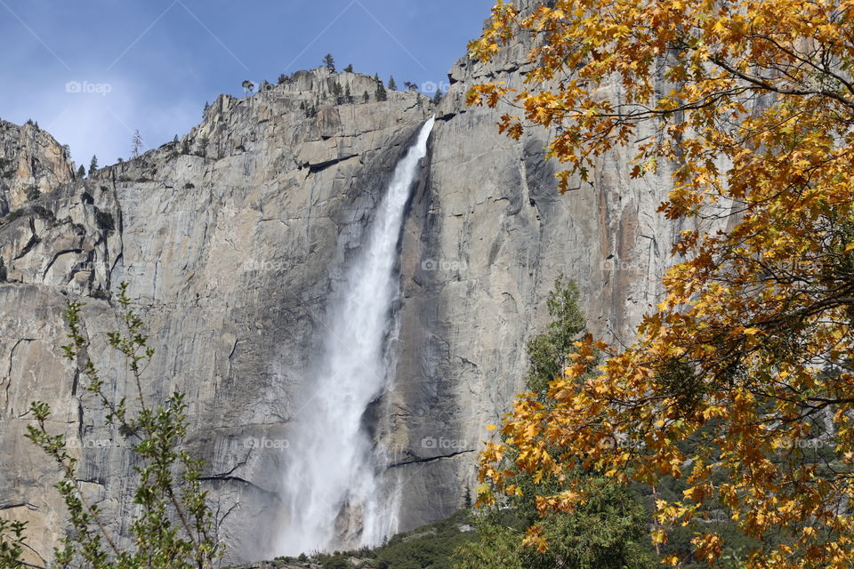 Waterfall in autumn 