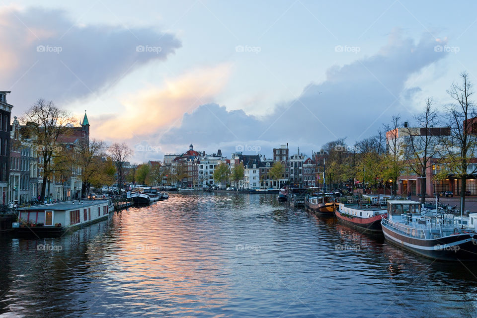 canal dusk amsterdam holland by kozjar