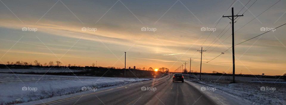 Road, Sunset, Dawn, Transportation System, Landscape