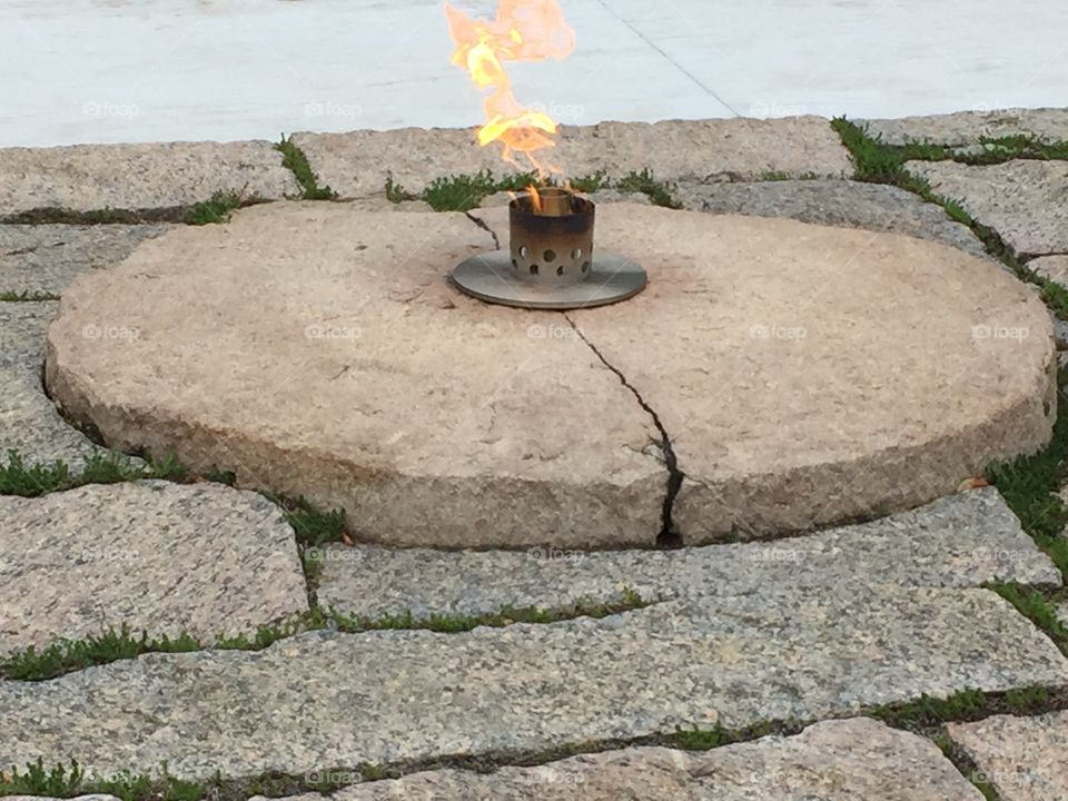 JFK's eternal flame at Arlington Memorial Cemetery. 