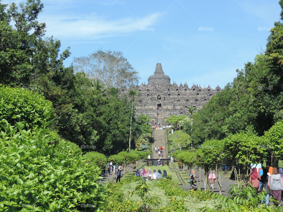 the front view of borobudur