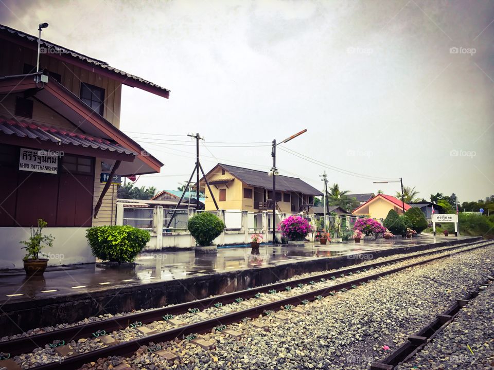 Khiri Ratthanikhom Railway Station in Surat Thani, southern province of Thailand