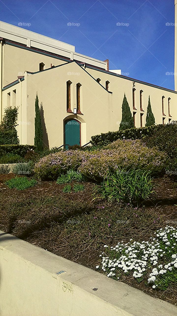 church with landscape