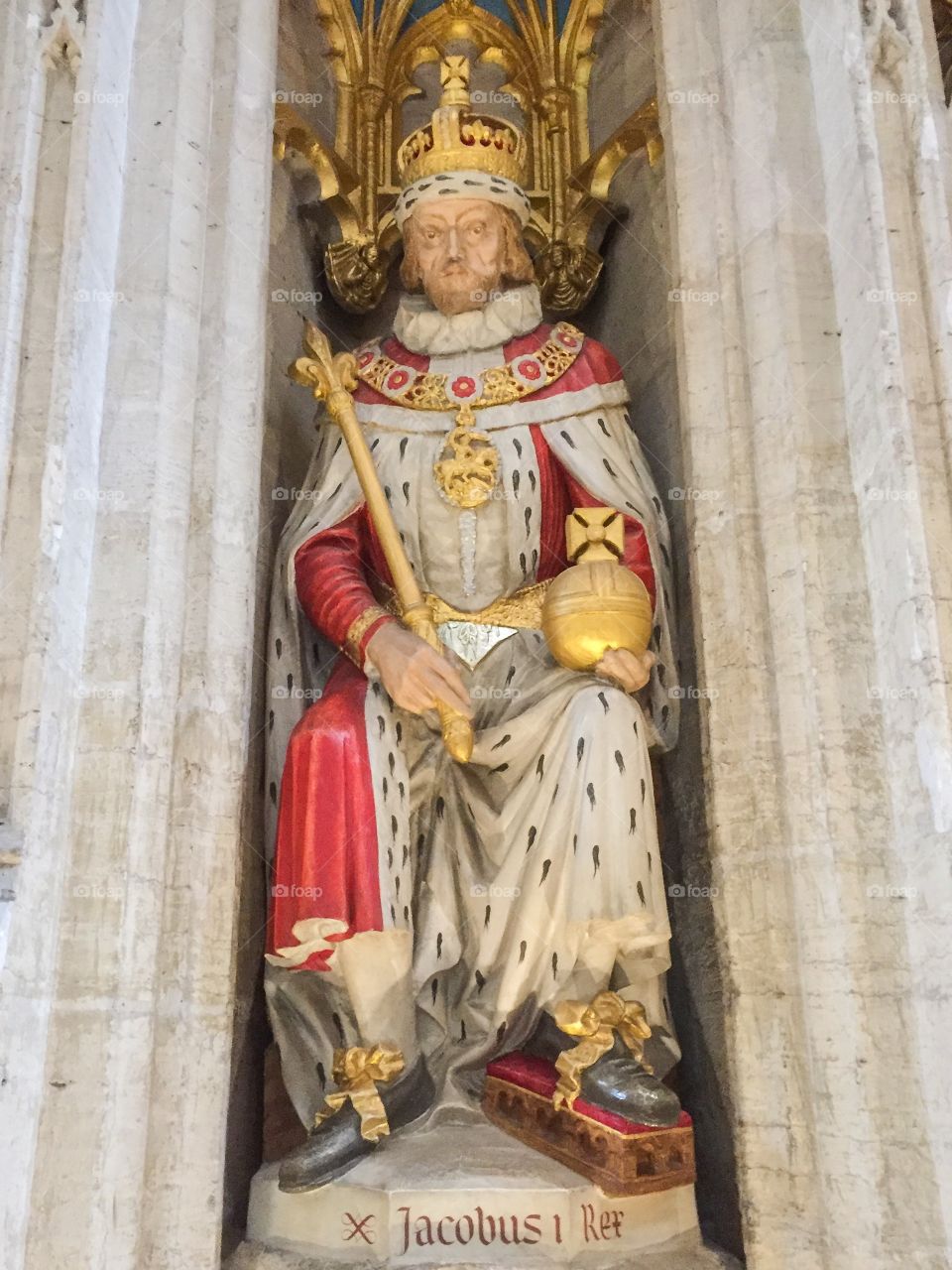 Statue of King James I of England, from Ripon Cathedral in England