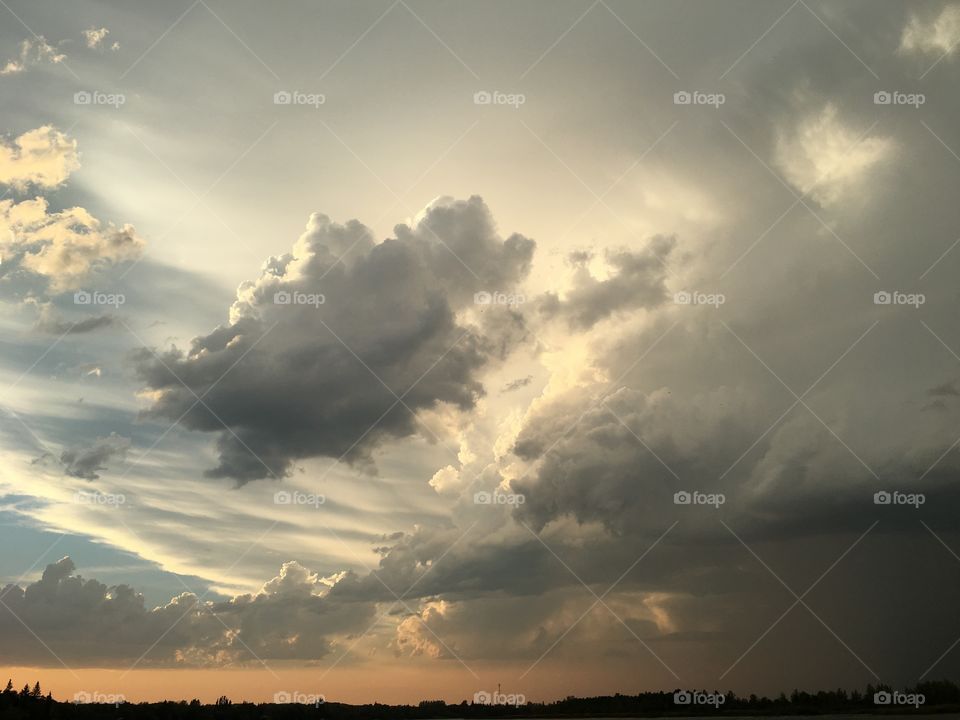 Sunset, Sky, Storm, Sun, Landscape