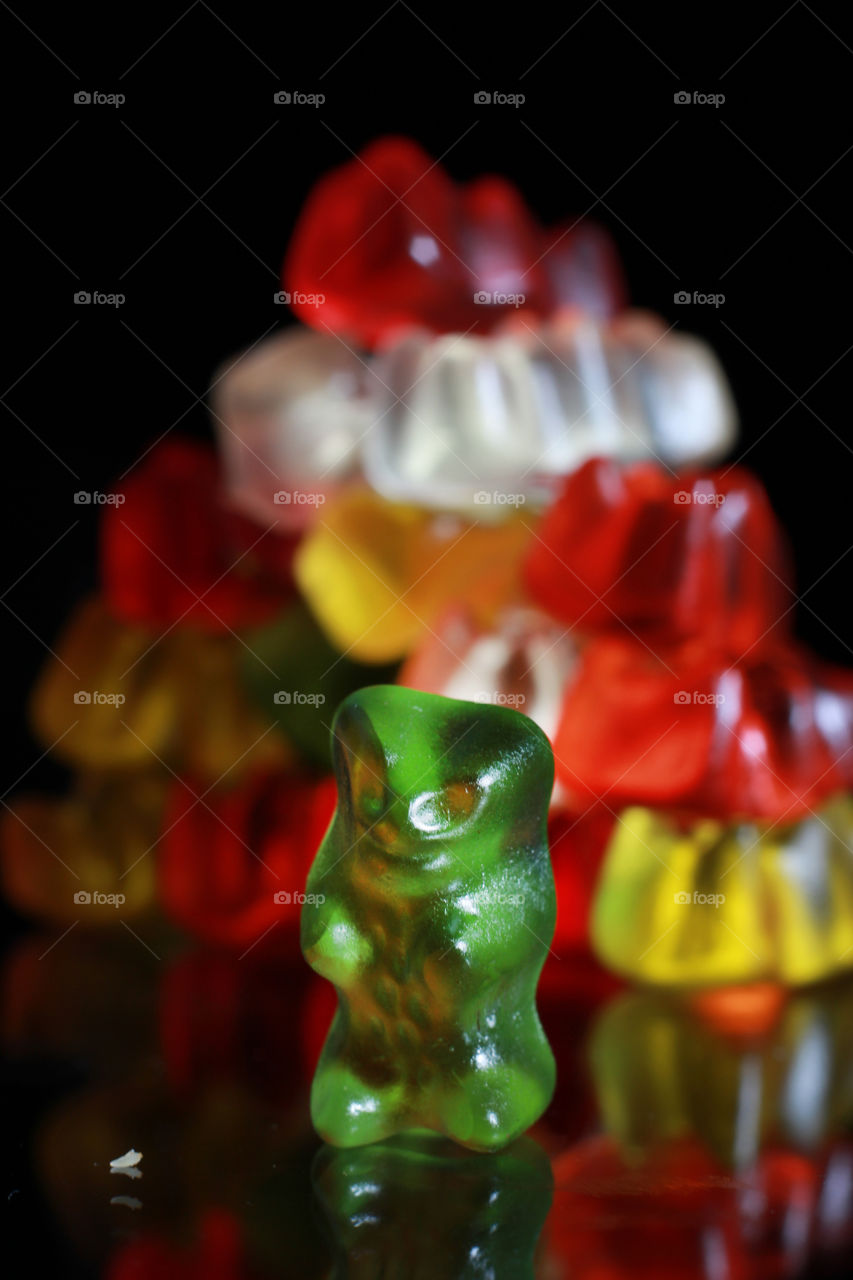 Multicolored gummy bears