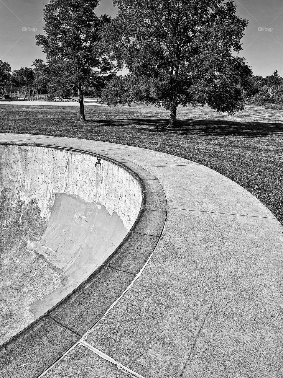 Skate park in monochrome, skater world, skate board life, teen skater life