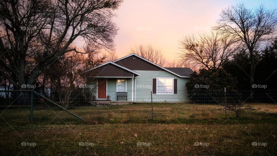 Small Farm House at Sunrise